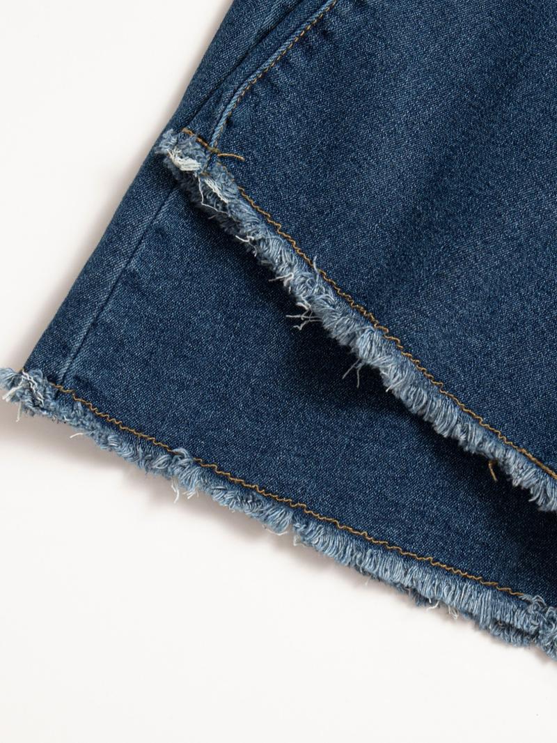 Women's Elastic Casual Denim Flare Pants, Plain Pattern, Slim-Fit Design, All-Season Wear, Moderate Fabric Thickness, No Belt Included