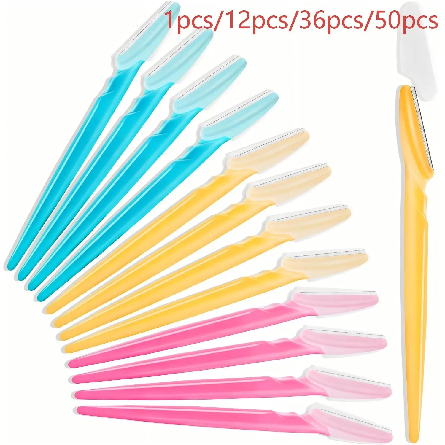 Disposable Eyebrow Razors, 50/36/24/12/1 Pcs, Multicolor, Facial Hair Trimmer, Smooth Shaper Blade, Portable, Lightweight, Safety Cover, Women's Beauty Tools