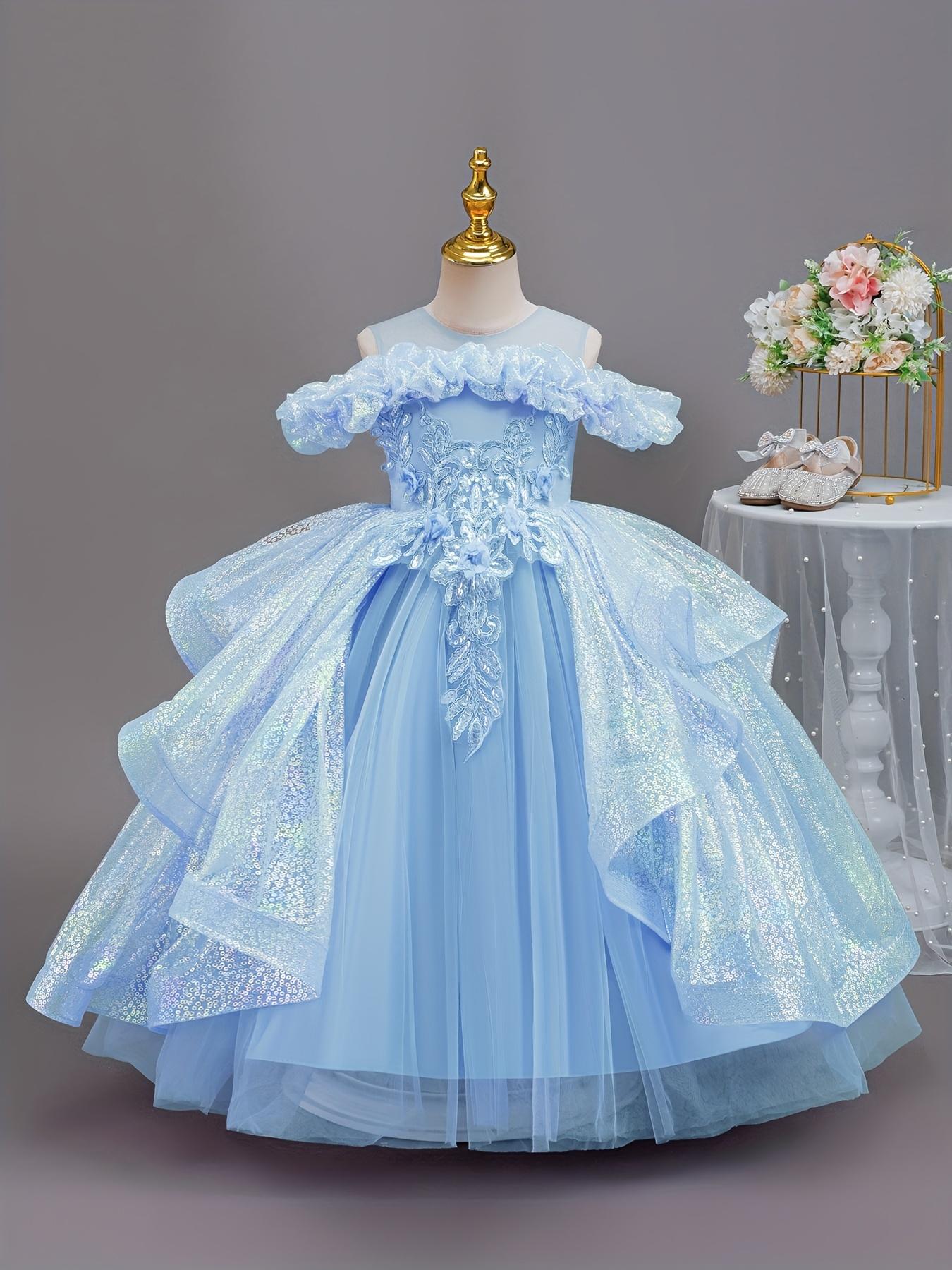 Girls' Elegant Princess Dress with Sparkling tutu & net - Sleeveless Mid-Length Recital Dress Birthday Party Outfit, Nutcracker - Hand Washable Gown all-Season Wear ( & Little Girls)