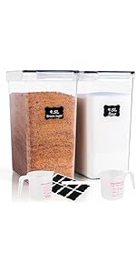 Cereal Containers Storage Set - 3 Piece Airtight Large Dry Cereal Container (135.2oz), BPA Free Dispenser Plastic Cereal Storage Containers with 16 Labels & Pen