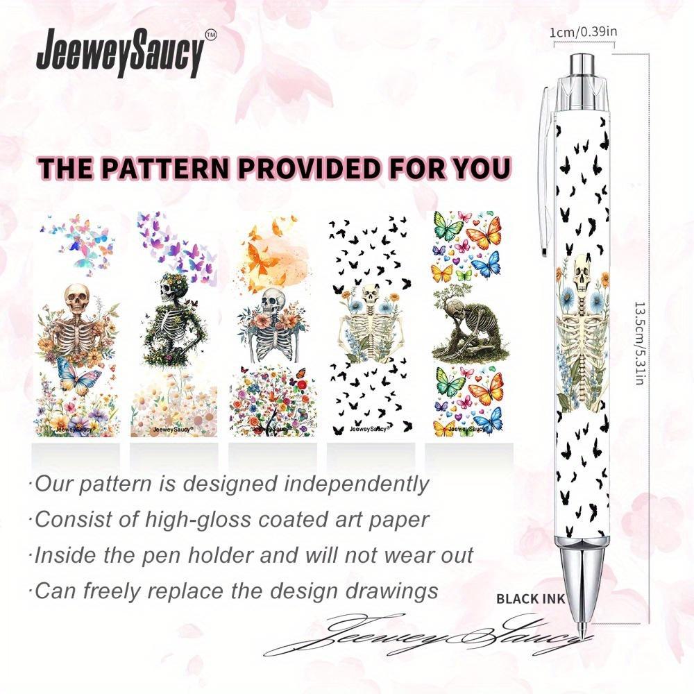 Creative Skull Pattern Ballpoint Pen, 5 Counts/set Ink Plastic Writing Pen, Smooth Writing Pen for Office & Gift, Learning Supplies, Halloween, Funny Teacher Pens