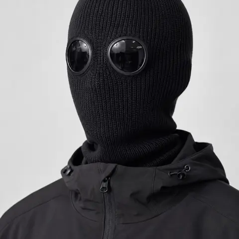 Unisex Windproof Winter Knit Balaclava with Detachable Goggle Lenses, Warm One-Piece Design for Skiing, Cycling and Other Outdoor Activities