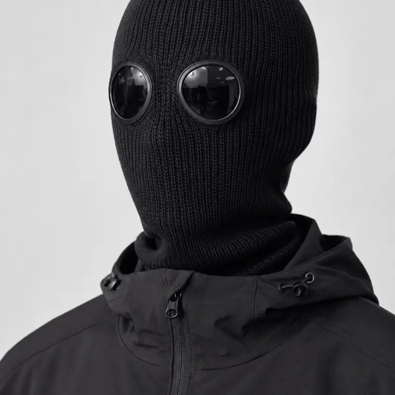 Unisex Windproof Winter Knit Balaclava with Detachable Goggle Lenses, Warm One-Piece Design for Skiing, Cycling and Other Outdoor Activities