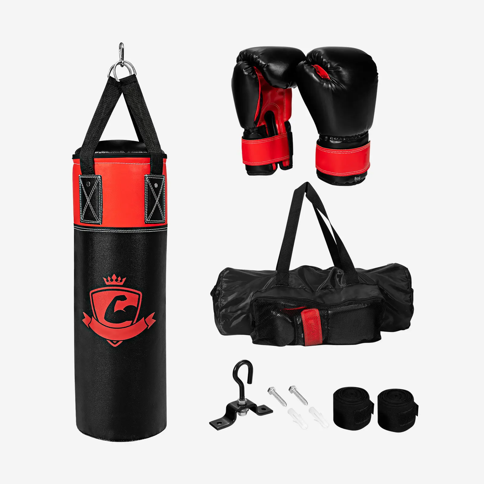 Filled Boxing Bag Set, 11 lbs Kids Punching Bag W/ Hand Wraps & Punching Gloves, Portable Storage Bag, Zip Closure Top, Ideal for Muay Thai, Krav Maga, Taekwondo, 3+ Years Recommended Age
