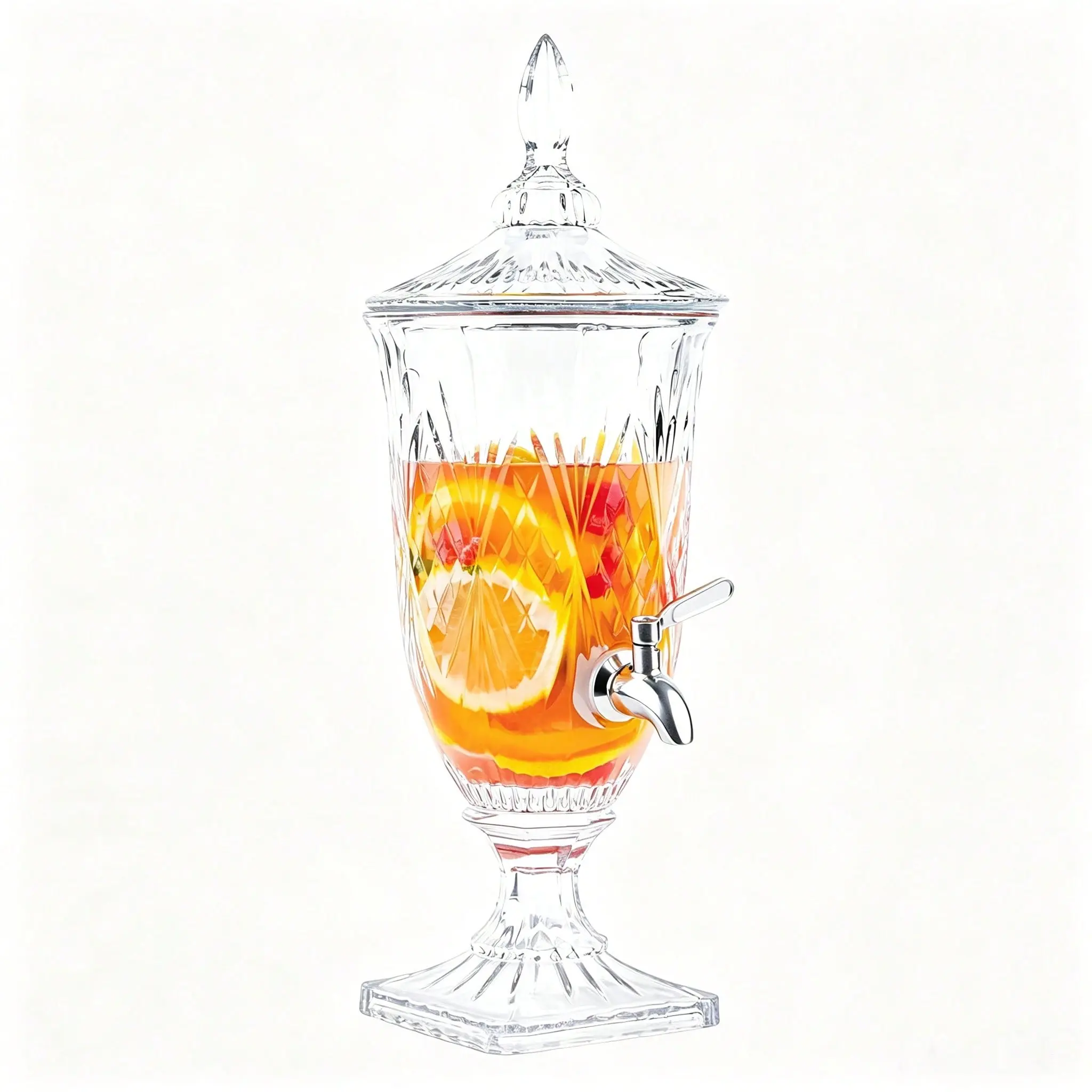 0.8 Gallon/ 3 Liter Glass Beverage Dispenser With Stainless Steel Spigot On Glass Pedestal, Decorative Mason Drink Dispenser For BBQ, Picnic, Pool Party, And Social Events