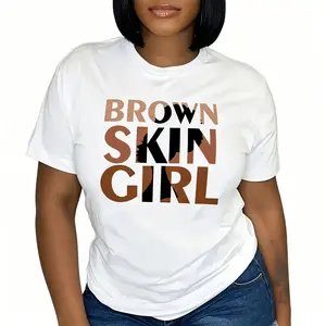 "Brown Skin Girl Letter Print" Graphic Unisex Tee |   All-Season Breathable Top