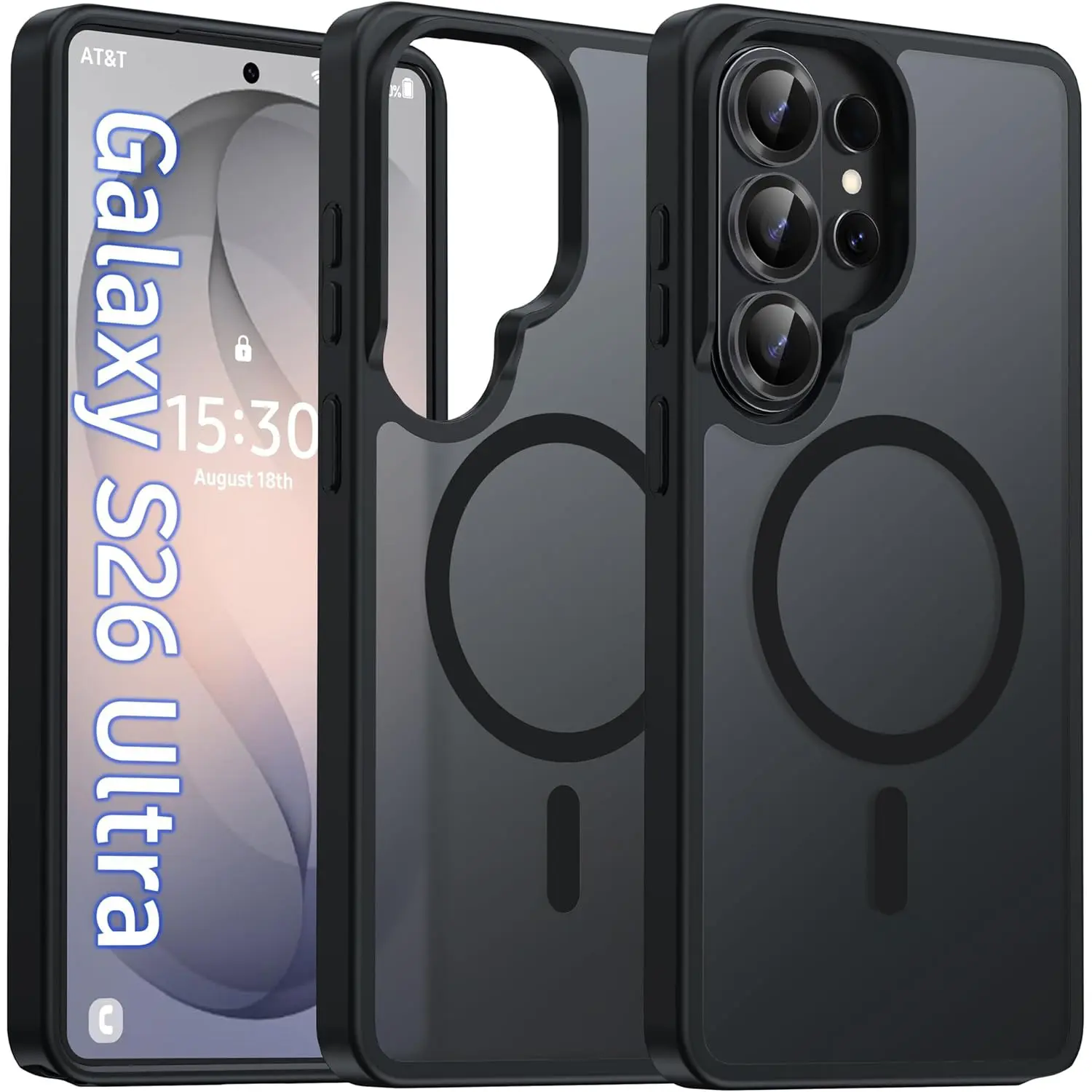 Magnetic for Samsung Galaxy S26 Ultra S25 Ultra S24 Ultra S23 Ultra S22 Ultra S25FE S26 Plus Case Matte, S26 Ultra Phone Case Compatible with MagSafe Frosted Translucent Shockproof Anti-Scratch Slim Fit Case Military Grade Protection (Black)
