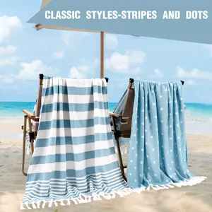 2-Pack Turkish Beach Towel Set, 39x71in/100x180cm Extra Large Sandproof Quick-Dry Compact, Ideal for Beach, Bathtub, Pool, Travel, Yoga, Camping