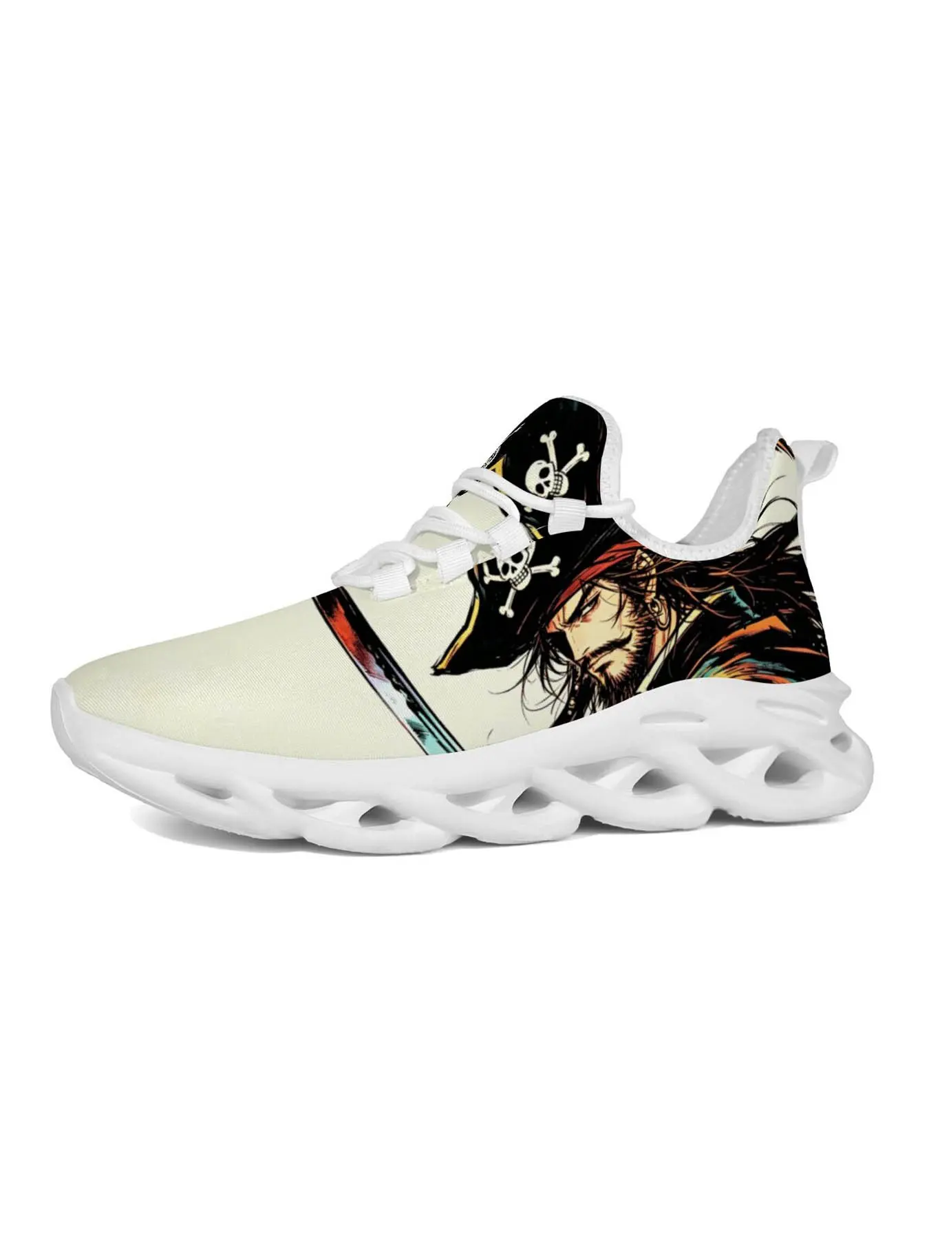 Women's Casual Sports Shoes, Anime Street Fashion, Unique Print, Dual Skull Flag Logo, Trendy and Versatile, Must-Have for Anime Lovers