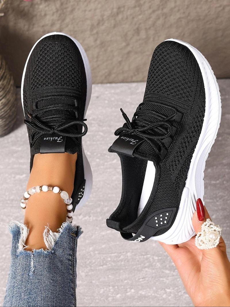 Women's Fashionable Mesh Breathable Lightweight Sneakers, Knitted Running Shoes, Casual Comfortable Sports Running Shoes, Female All-match Round Toe Shoes for Daily Wear