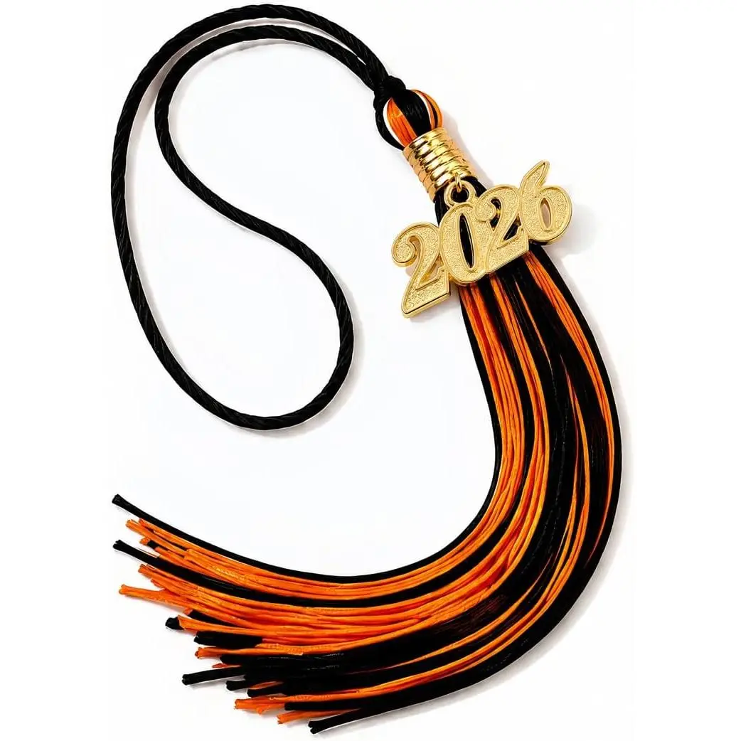 2026 Graduation Tassels,1Pcs Cap Tassel Decoration with 2026 Year  Date Charms,Graduate Gifts for Ceremonies Souvenir High School,Black and Orange | 2026 Year  Date Charms, Graduate Gifts for Ceremonies Souvenir, High School