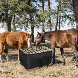270L Large Hay Bag for Horses and Other Livestock, Foldable and Portable, Top Compartment Design Prevents Spillage, Ideal for Feeding