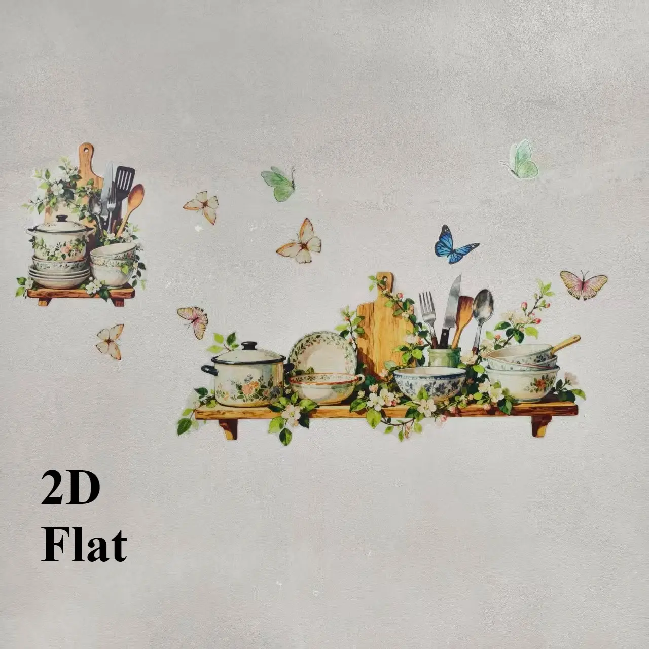 A (30*90cm) tableware butterfly 2D flat wall sticker, home decoration self-adhesive wall sticker, Decorative Sticker, Decorative Decal, Butterfly Stickers, M20389-KR