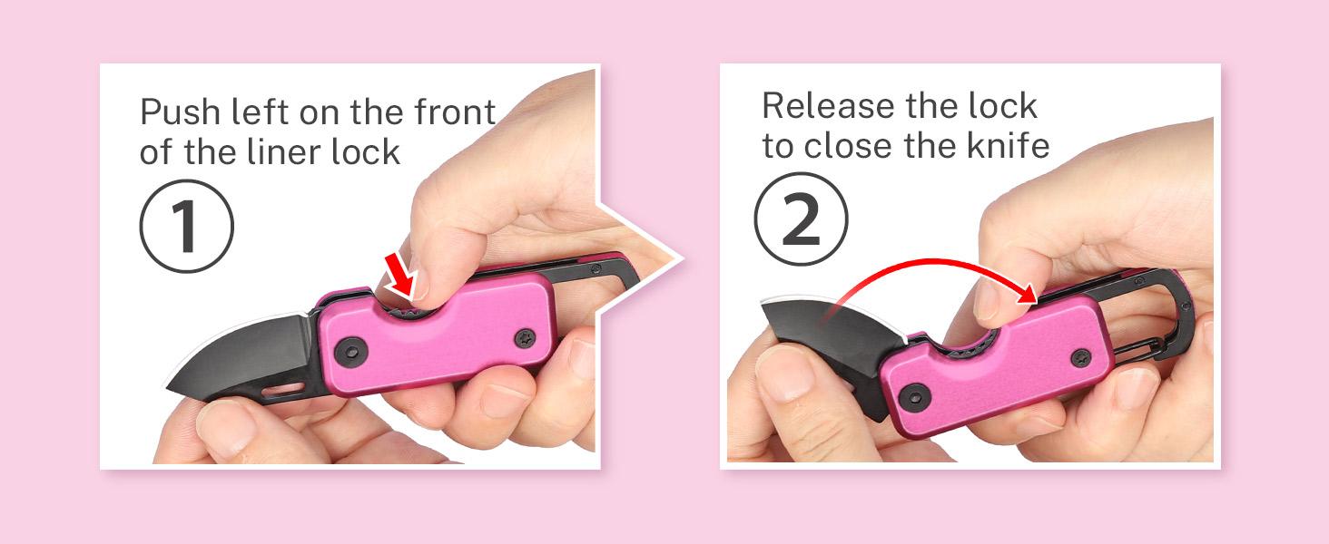 Pink Pocket Knife for Women - Stocking Stuffers for Christmas, Mothers Day Gifts, Keychain Edc with 1.62inch Blade - Small Folding Knives for Everyday Carry, Box Cutter - Gadgets for Camping Hiking