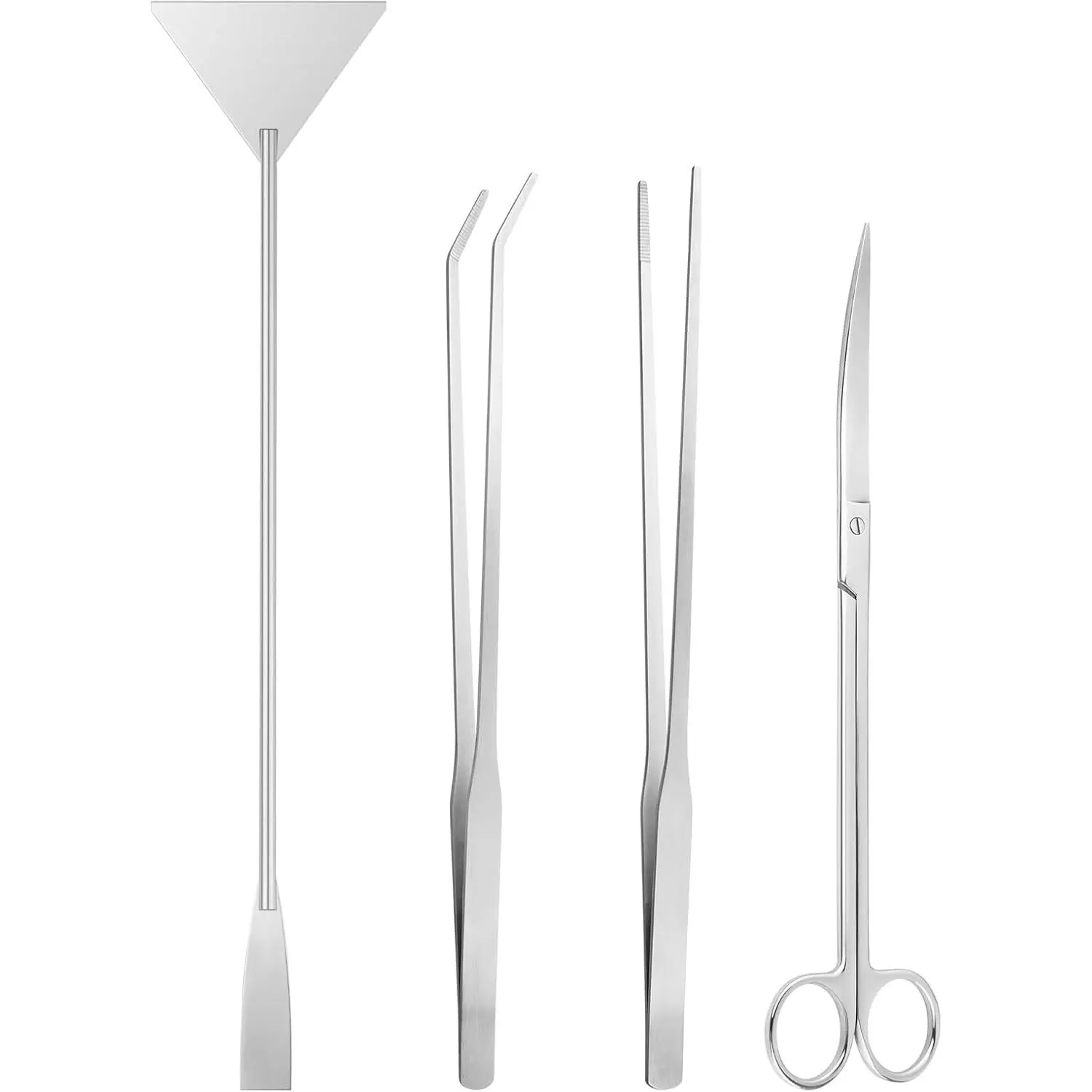 Stainless Steel Aquarium and Terrarium Tool Kit with Tweezers, Scissors and Scraper for Aquascaping, Plant Trimming, Reptile Feeding and Tank Maintenance