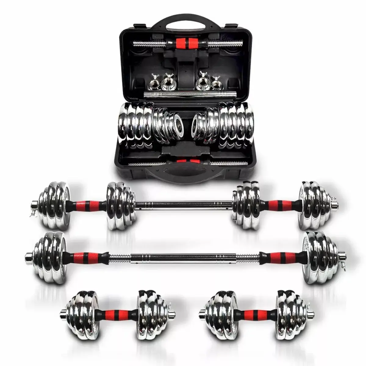Aobtkel Unisex Adjustable Dumbbell-Cast Iron Barbell Set, 66lbs Home Gym Equipment with Carry Box for Office-Bedroom Workouts