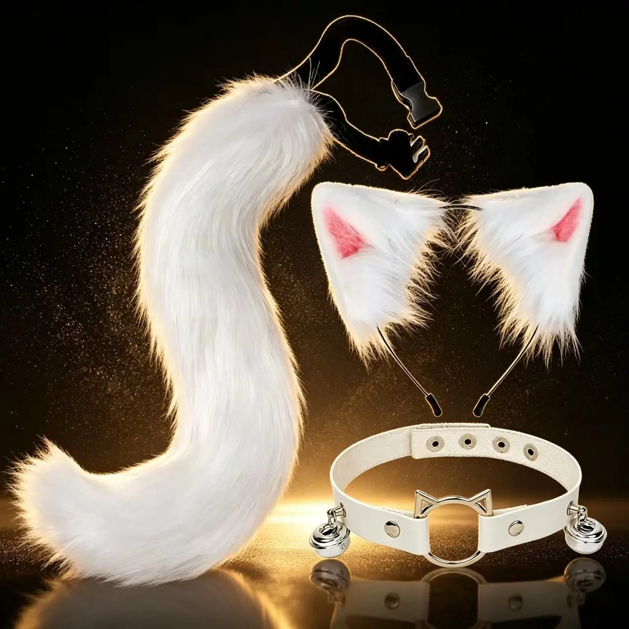 Halloween Animal Costume Props, Realistic Cat Ear Headband, Bear Paw Half-Finger Gloves, Cosplay Accessories, Comic Convention Gear