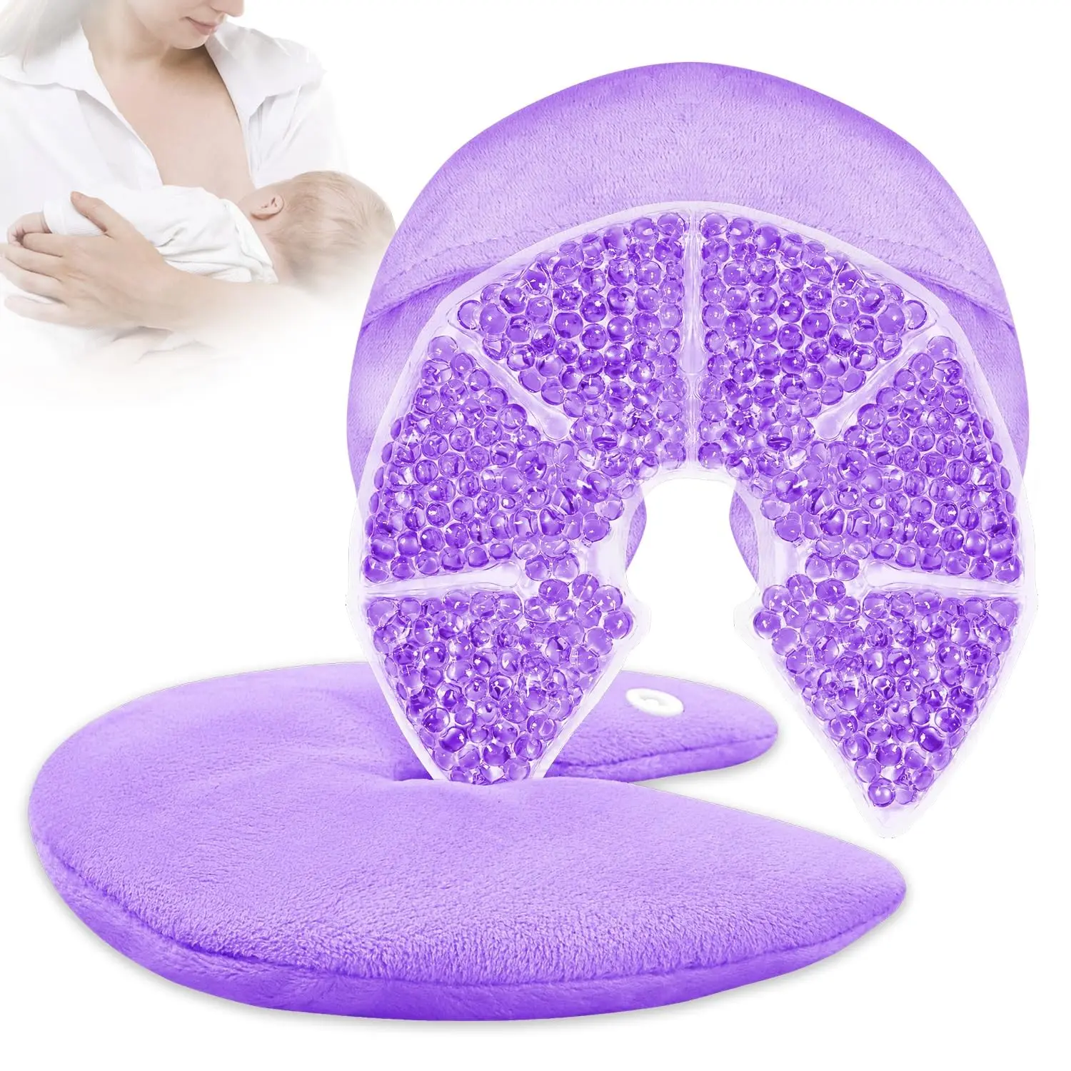Hot & Cold Gel Bead Breast Therapy Packs for Breastfeeding – Relief for Nursing Pain, Mastitis, Engorgement, Clogged Ducts, Boost Milk Flow & Production