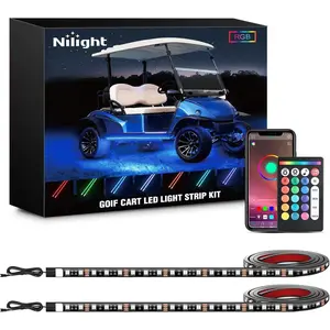 Nilight 2PCS Golf Cart Underbody Lights Kit RGB Multi-Mode LED Neon Accent Lighting Lamp APP Remote Control Sound Active Music Sync IP67 Waterproof 12V-66V for EZGO Yamaha Club Car, Led Ambient Light Underbody Light Stripes & Kits, Multi-Color Led Underbo