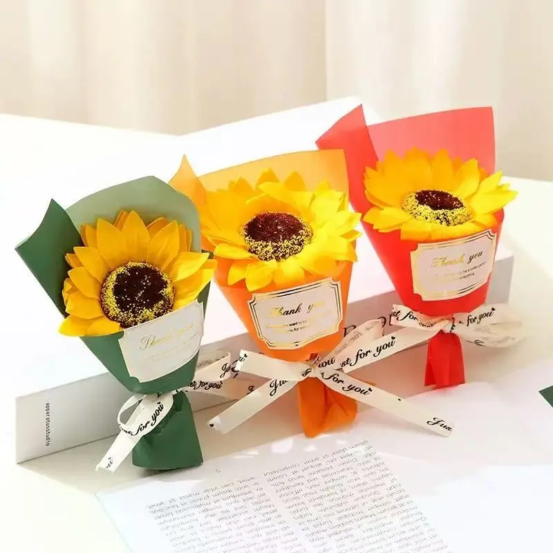 3pcs Artificial Sunflower Bouquet, Perfect Gift for Valentine's Day, Mother's Day, Christmas, Birthday, Decorative Arrangement