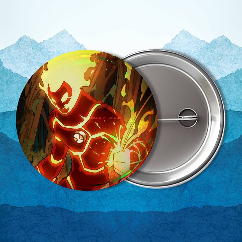 Art Alien Force B-Ben 10 Cool Round Exquisite Badge Brooches Creative Pins For Clothes Hat Backpack Gift Accessories