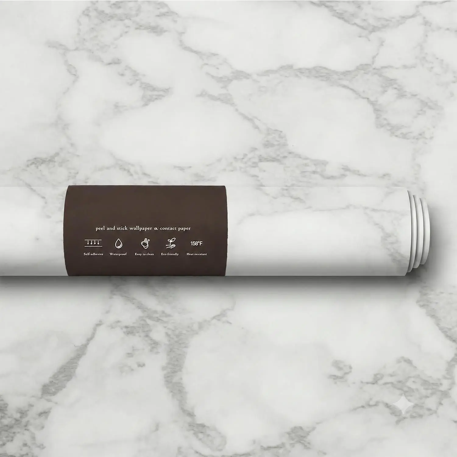 Marble Contact Paper (Stone White Matte, 15.7" x 78") Thick  Peel and Stick Countertop Wrap,  Vinyl, Renter Friendly for Kitchen Counters, Bathroom Vanities