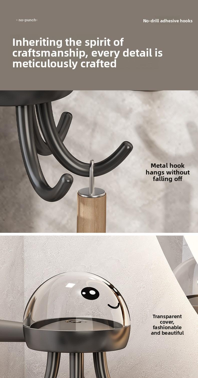 360° rotating cartoon octopus hook, no need to drill holes and won't damage the wall, storage rack, home storage rack, household daily use, kitchen storage hook, shelving rack