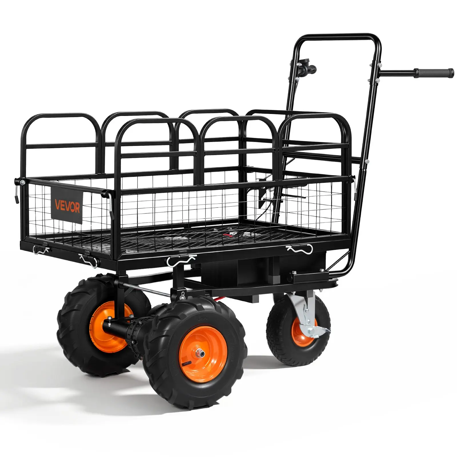【DealsForYouDays】VEVOR Electric Utility Cart, 36V 432Wh Battery Powered Electric Wagon, 500W Power Wheelbarrow with Brake, 500 lbs Load Heavy Duty Steel Garden Cart for Farm and Yard All Purpose Modular Cargo Bed