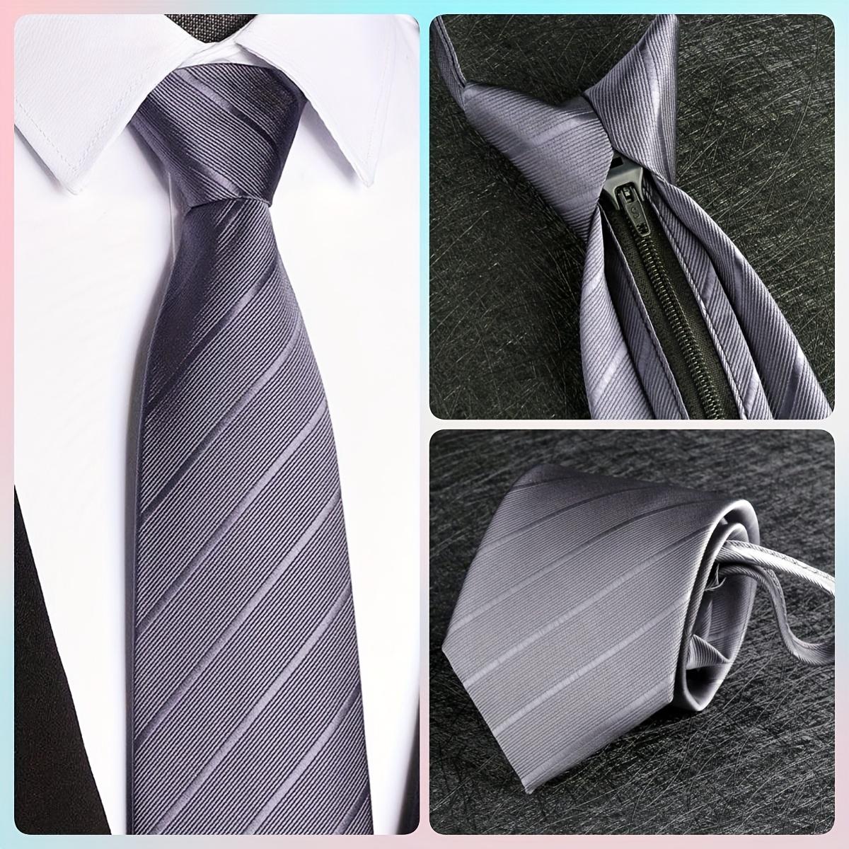 3-piece men's 1200-needle solid color polyester zippered striped tie set, classic retro business versatile ties suitable for work, interviews, banquets, etc. Black, gray, navy blue, and dark red ties are ideal gifts for male friends