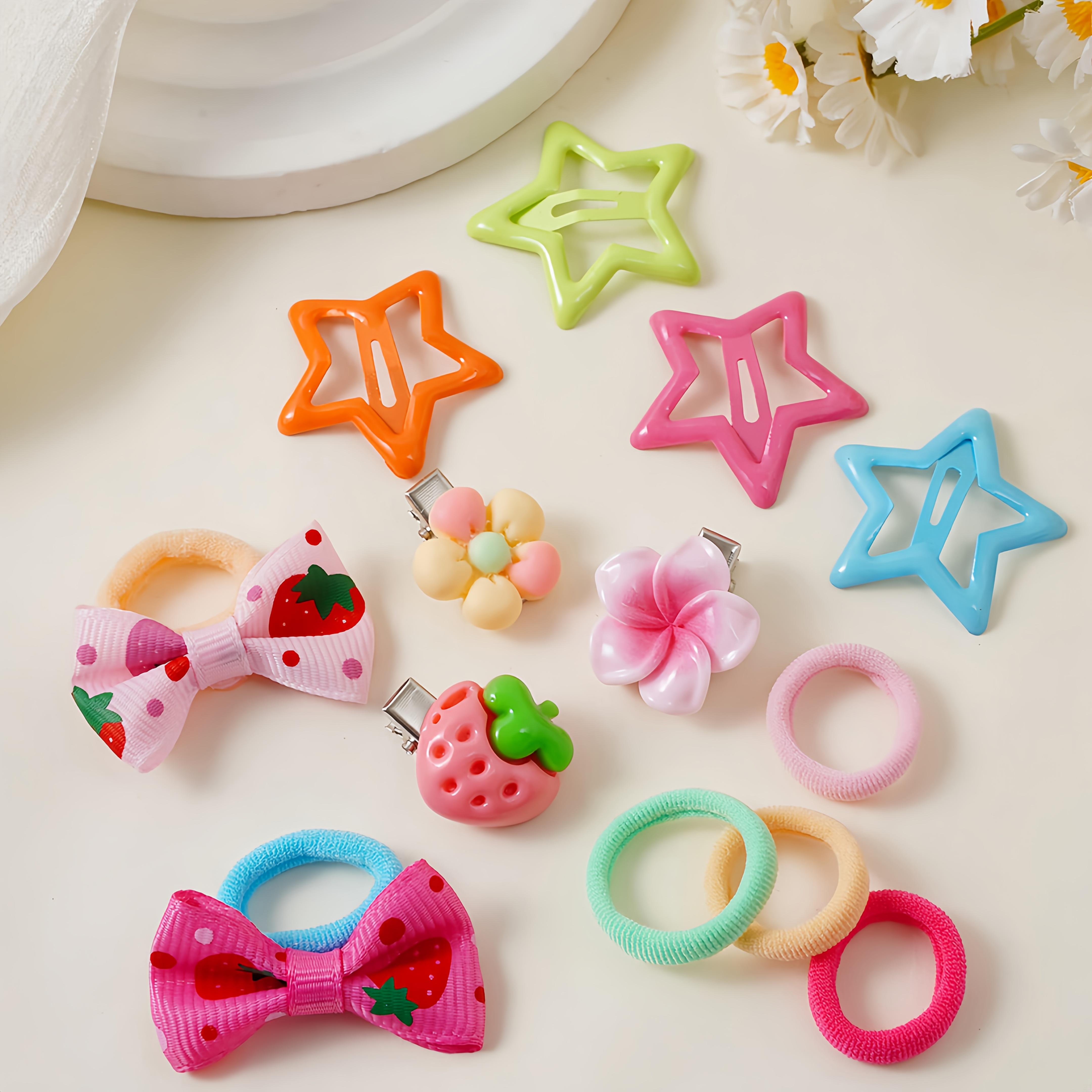 (New)[Hair Accessory Set] 200pcs/618pcs Dopamine Sweet Hair Accessory Set For Little Girls With Combination Of Bow Clips,  Princess Clips, Star & Teardrop Hair Clips, Flower Clips, Simple Hair Ties. Suitable For All Seasons, Excellent Gift hion Lovers