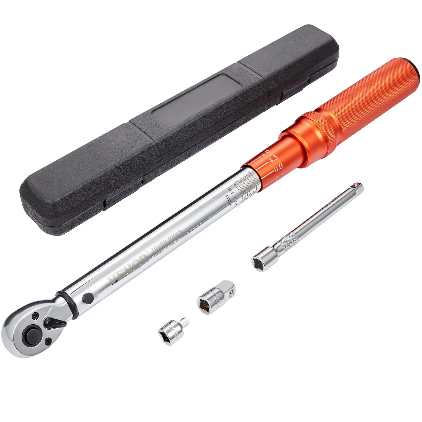 【DealsForYouDays】VEVOR Torque Wrench, 3/8-inch Drive Click Torque Wrench 10-80ft. lb/14-110n. m, Dual-Direction Adjustable Torque Wrench Set, Mechanical Dual Range Scales Torque Wrench Kit with Adapters Extension Rod