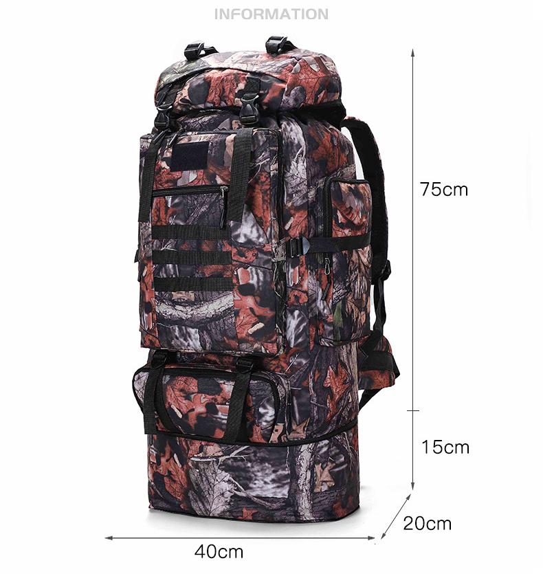 100L Large Capacity Expandable Hiking Backpack, Waterproof Camo Camping Rucksack for Outdoor Travel, Hunting, Trekking for Men & Women 100L Large Capacity Expandable Hiking Backpack, Waterproof Camo Camping Rucksack for Outdoor Travel, Hunting, Trekking for Men & Women
