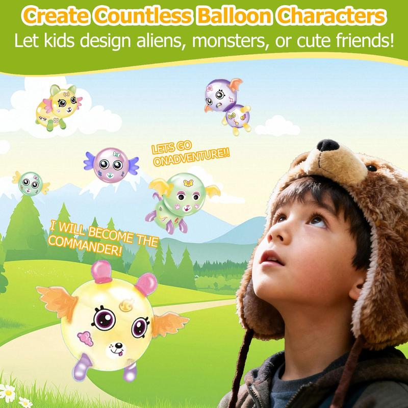 DIY Animal Balloon Maker Craft Kit for Kids | 60 Balloons, 134 Accessories | Magic Sticker Balloon Set, Build Multiple 3D Models | Valentines Day, Birthday & Party Gift for Boys and Girls