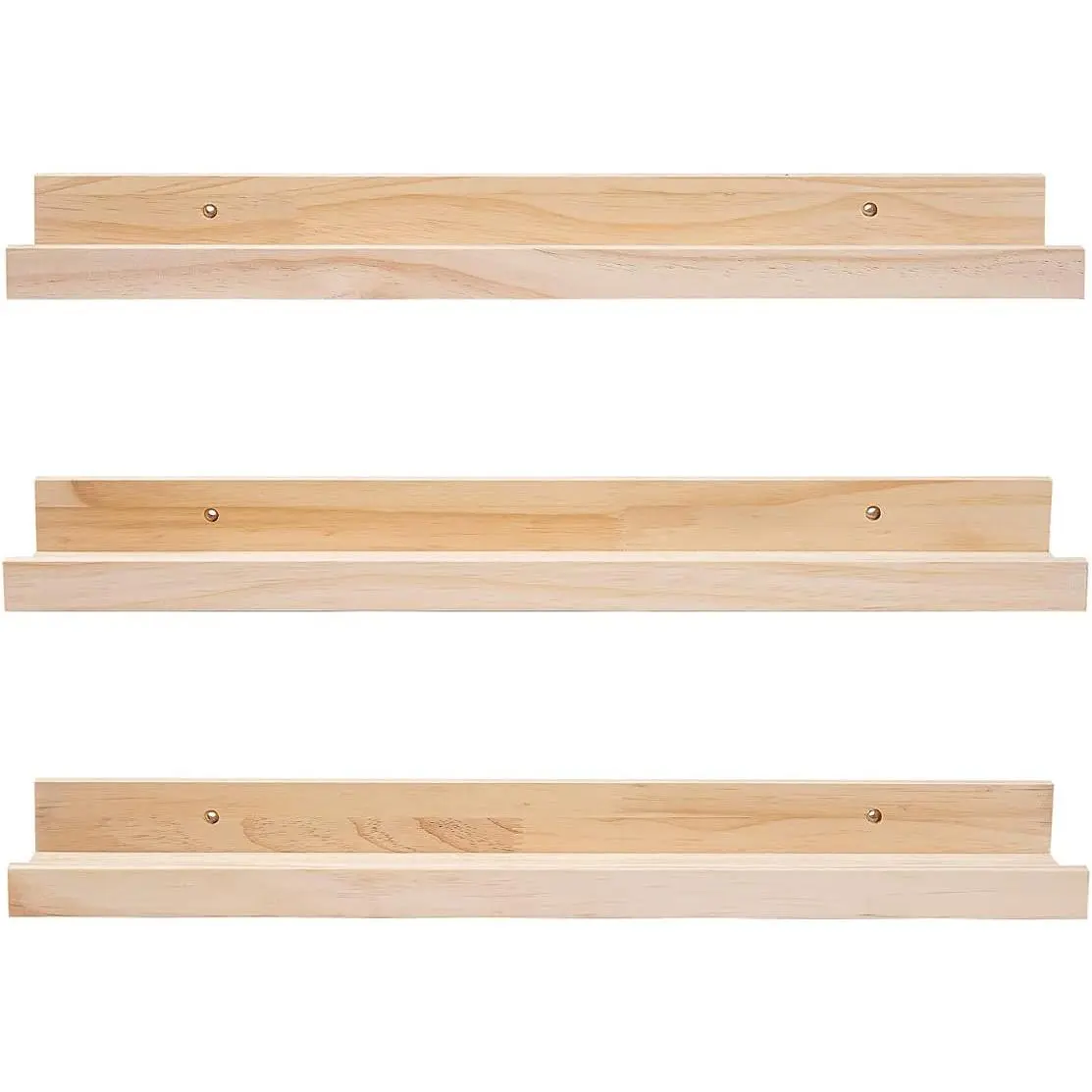 MBYD 24 Inch Floating Shelves Natural Wood Set of 3, Wall Mount Picture Ledge Wooden Wall Shelf for Home Decoration Nursery Book Shelves for Bedroom, Living Room, Office, Kitchen, 3 Same Dimensions