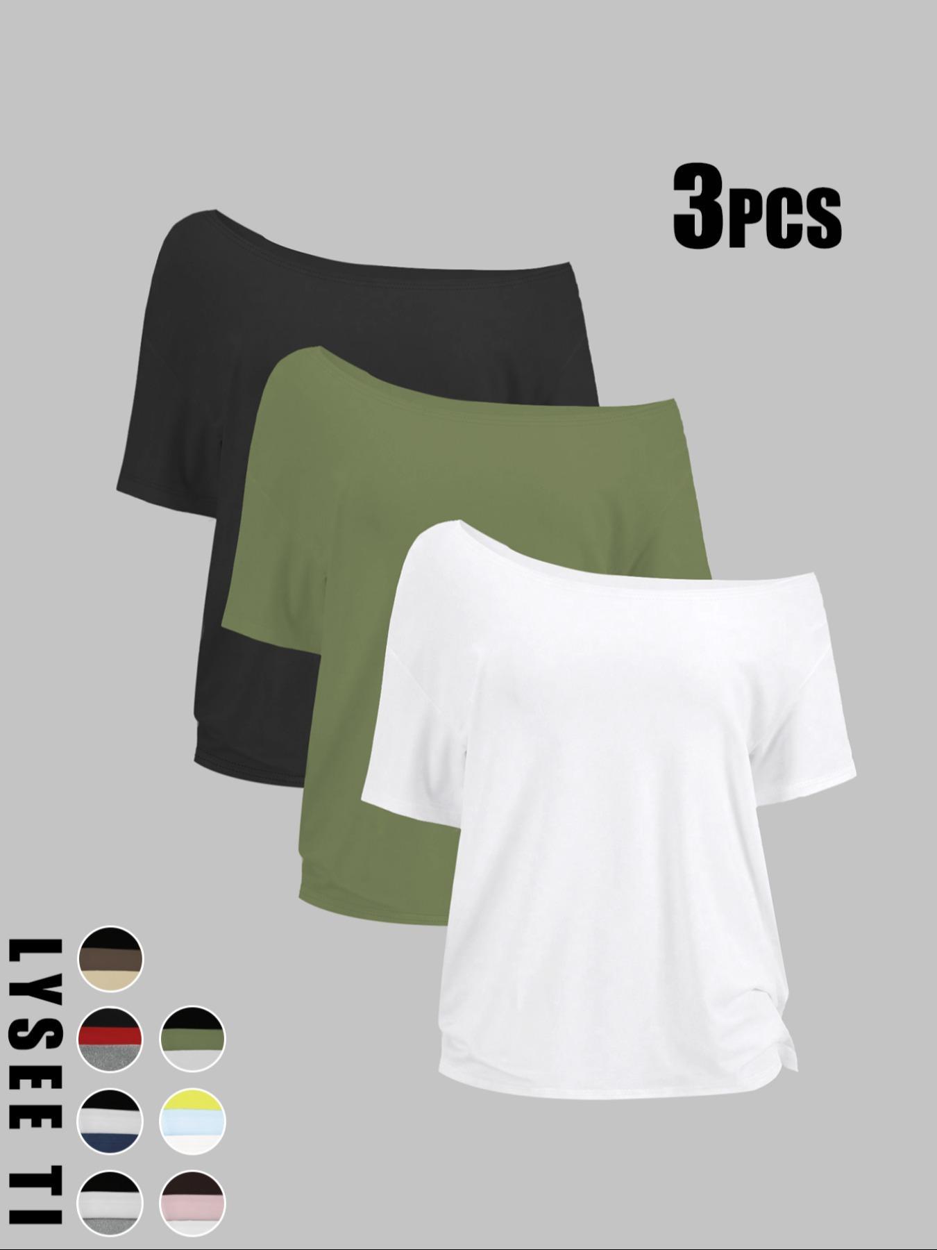 Women's Solid Color Tee, Casual Basic Short Sleeve T-shirt, Top for Daily Wear, Ladies Clothes for All Seasons, Womenswear