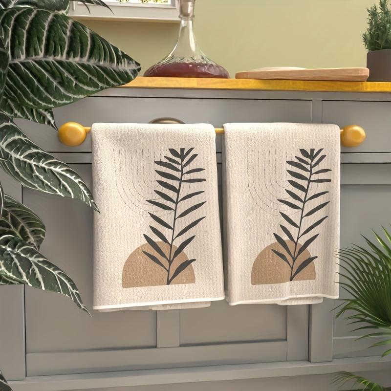 2pcs 23.6x15.7 In Abstract Plant Art Printed Bathroom Towel Decorative Tea Towel - Ultra Soft Microfiber Suitable For Cleaning Machine Washable Perfect Choice For Home Bathroom