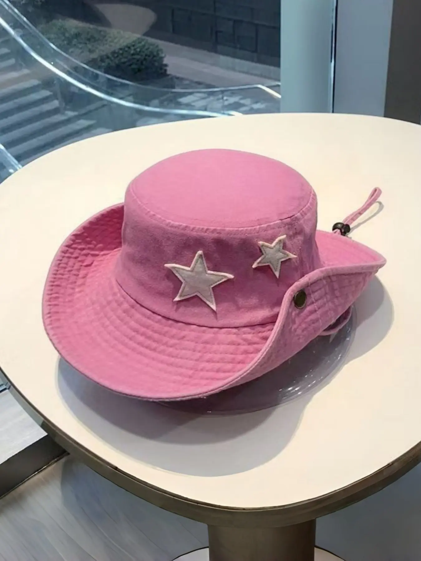 Spring Summer New Washed Vintage Western Cowboy Hat, Women's Sun Protection Adjustable Outdoor Hiking Cap, Drawstring Fisherman Hat, Fishing Bucket Hat, Star Pattern