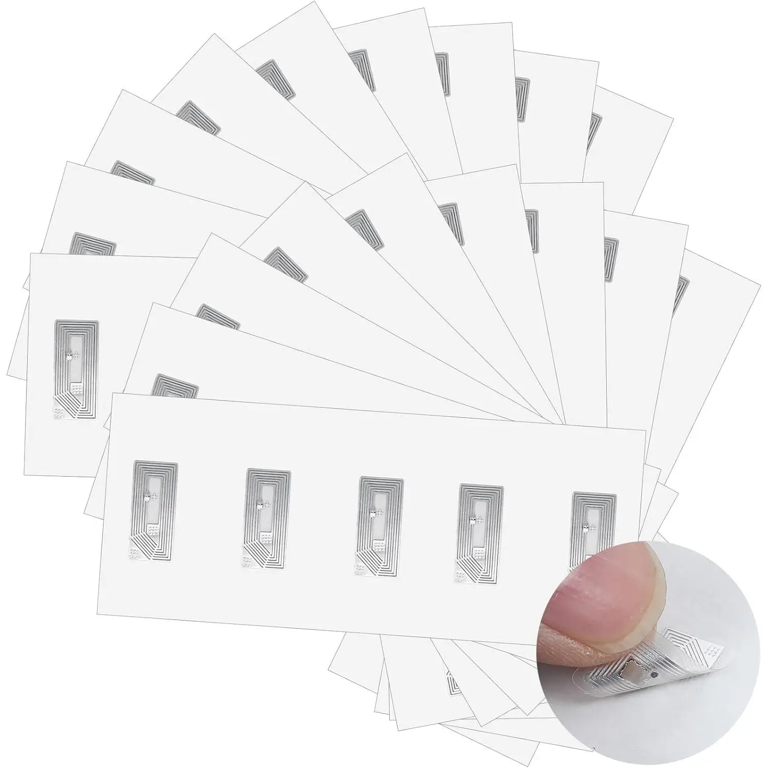 100 Pcs NFC Tags Sticker Ntag213 Adhesive Blank NFC Stickers Chip Rewritable 144 Bytes Memory Programmable RFID Stickers Tags Compatible with All NFC-Enabled