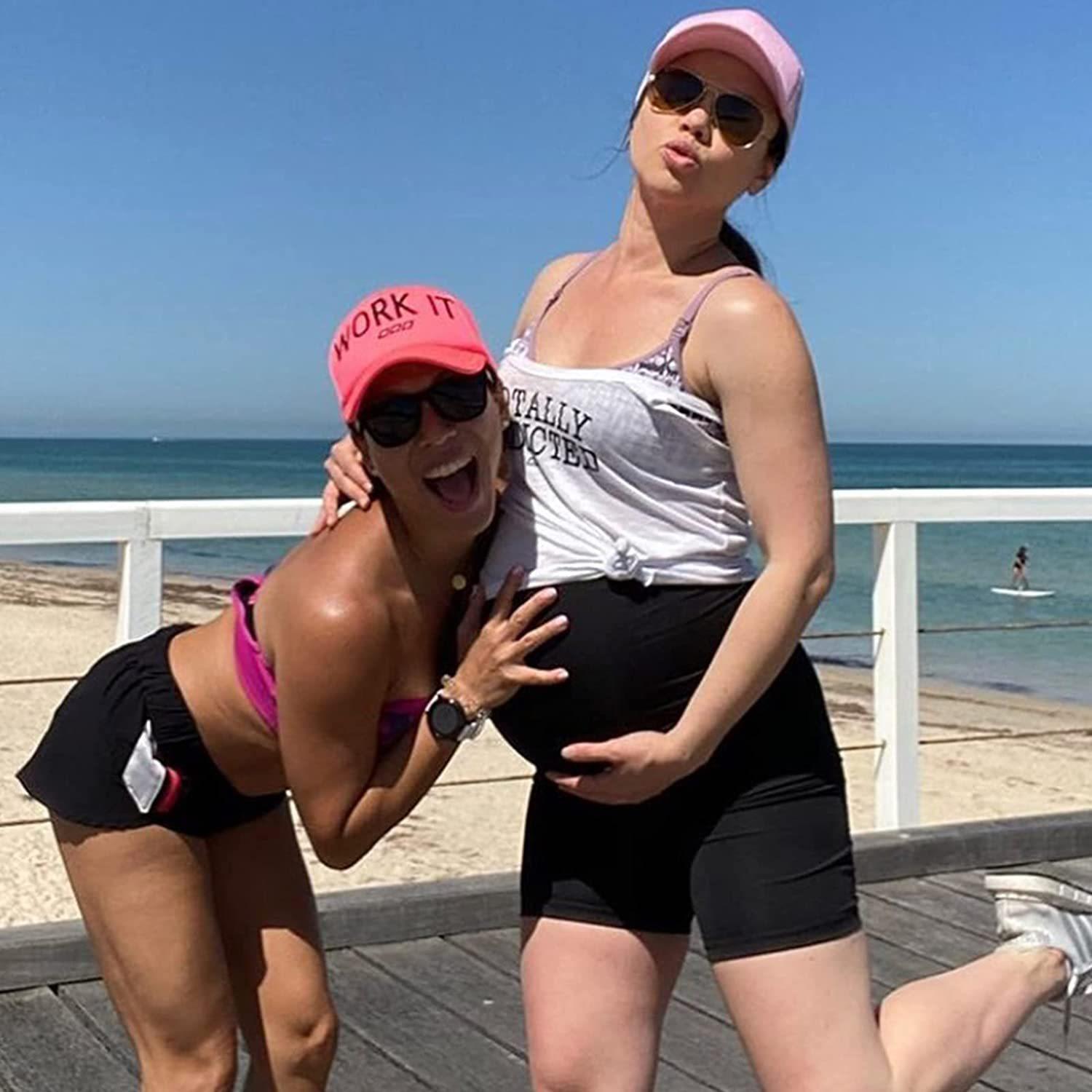 New European and American style maternity pants with five pockets, high-waisted slim-fit belly support pants, sports and fitness maternity yoga pants