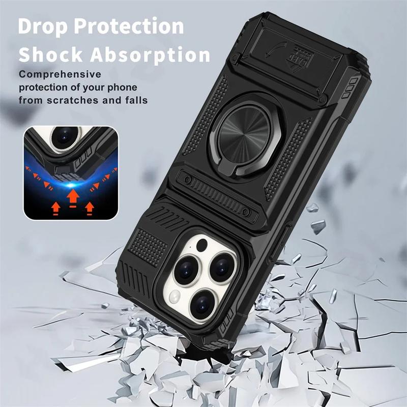 Military quality Case For iPhone 11 13 14 15 16 Pro Max Magnetic Rotated Ring Kickstand Heavy Duty Drop Protection Wallet Cover