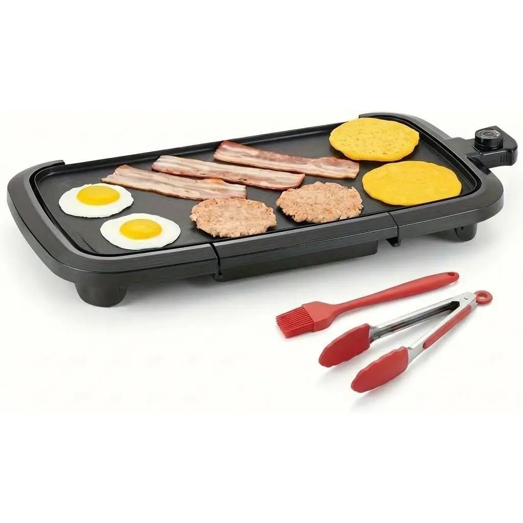 Electric Griddle Indoor – Versatile Nonstick Griddle for Pancakes and Tacos, Ideal as a Flat Top Griddle and Comal Electrico para Tortillas Grande