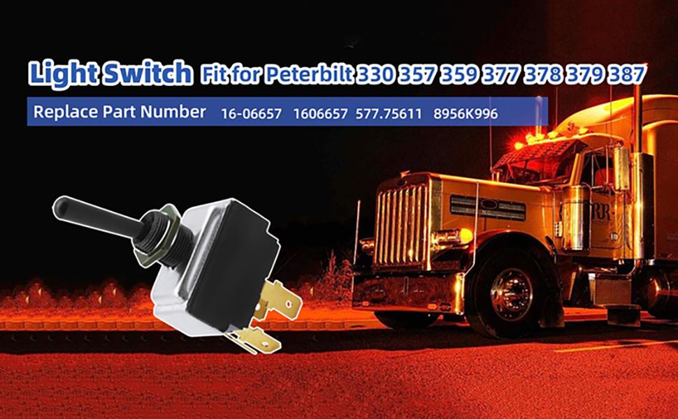 16-06657 Headlight Switch Fit for Peterbilt 330 357 359 377 378 379 387,Toggle Switch Replace 1606657 577.75611-1 Year Warranty