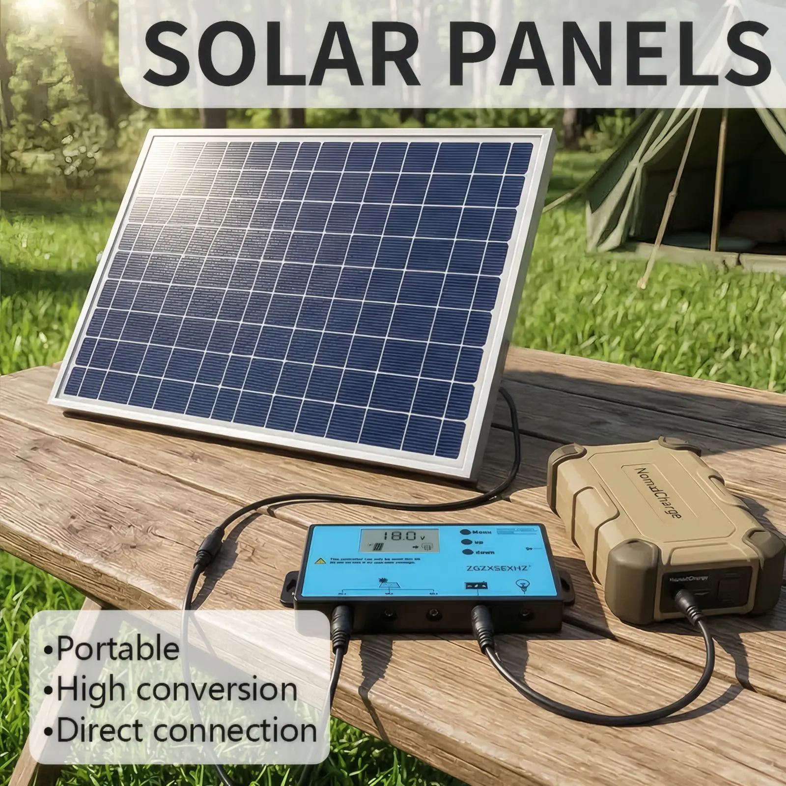 10W Portable Outdoor Solar Panel, Aluminum-Frame Solar Panel with Controller, Suitable for Outdoor Camping, Small Gardens, Home Garages, Storage Sheds, and Electronic Devices, Solar Panels For Camping
