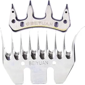 9-Tooth Sheep Shears Blades Wool Shearing Comb and Cutter Blade Set for Alpaca Goats Grooming Trimmer (9T Scimitar+Front Blade)