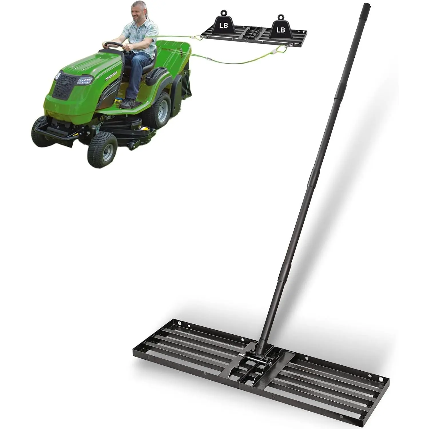 Lawn Leveling Rake 34"x10",Lawn Leveling with 68" Long Adjtable Stainless Steel Handle for Leveling Soil,Grass,Sand or Dirt,Heavy Duty Lawn Leveler for Backyard,Garden,Golf Course,Farm,Pasture