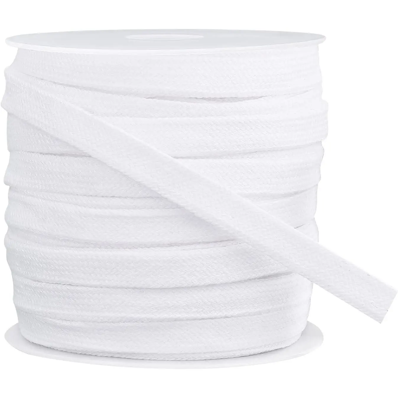 27 Yards White Flat Drawstring Cord, Soft Drawstring Cotton Draw Cord, Double Layer Soft Hollow Cotton Rope for Coats, Pants, Shorts, Sweatshirt, Hoodie, 0.43inch