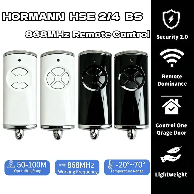 Hormann Hse2 Bs/hse4 Bs Garage Door Opener Remote, 868mhz Bisecur Encrypted Rolling Code, Wireless Key for Garage/backyard Doors