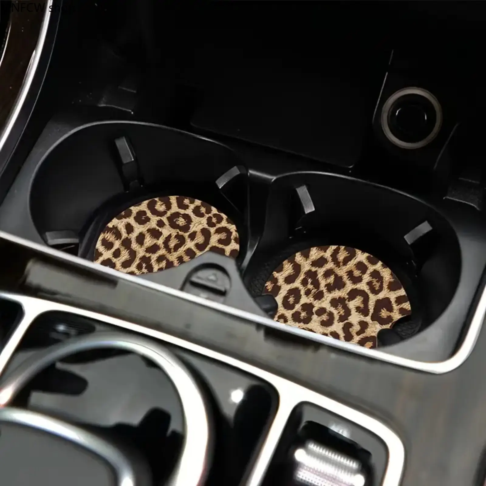 Personalized Printed Leather Car Coasters | Unique Graphic Cup Holder Inserts | Aesthetic & Non-Slip Auto Interior Decor | Waterproof & Shockproof Protective Pads for All Vehicles