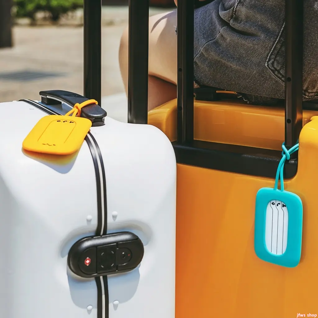New Multi-Color Silicone Luggage Tags with Lanyard, Anti-Lost Travel Accessory for Suitcases & Handbags, US Design with Name-Writing Space for Business Trips & School Use, 2 Pack, Name Space homedecor