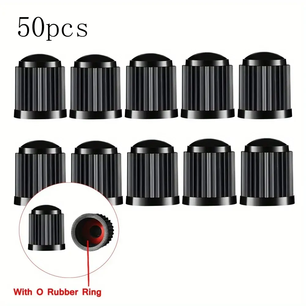 50pcs Car bicycle tire black colored plastic valve cap dust cap dust cap dust cap Car Tire Caps